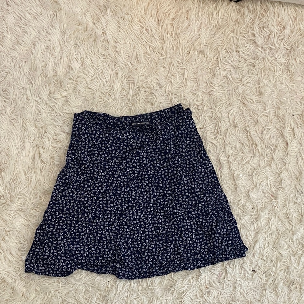 Brandy Melville Dark Blue Floral A-Line Skirt